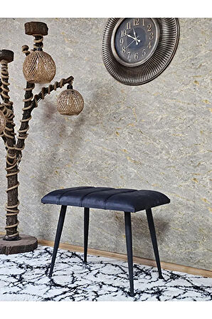 Siyah Sivriltmel Ayaklı 60 cm Puf Bench - Puf - Bench - Oturak - Mutfak Oturağı - Antre Oturağı Füme Renk 60 x 40 Boyut/Ebat