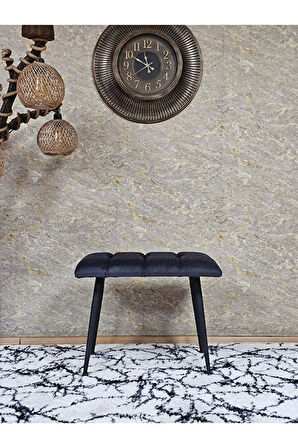 Siyah Sivriltmel Ayaklı 60 cm Puf Bench - Puf - Bench - Oturak - Mutfak Oturağı - Antre Oturağı Füme Renk 60 x 40 Boyut/Ebat