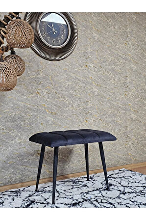 Siyah Sivriltmel Ayaklı 60 cm Puf Bench - Puf - Bench - Oturak - Mutfak Oturağı - Antre Oturağı Füme Renk 60 x 40 Boyut/Ebat