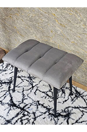 Siyah Sivriltmel Ayaklı 60 cm Puf Bench - Puf - Bench - Oturak - Mutfak Oturağı - Antre Oturağı Gri Renk 60 x 40 Boyut/Ebat