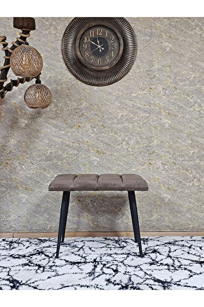 Siyah Sivriltmel Ayaklı 60 cm Puf Bench - Puf - Bench - Oturak - Mutfak Oturağı - Antre Oturağı Kahverengi Renk 60 x 40 Boyut/Ebat