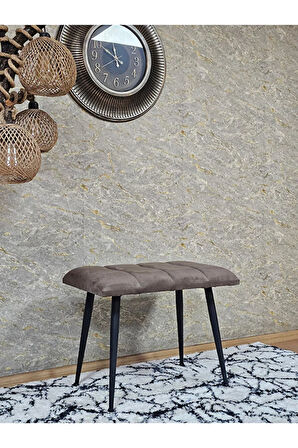 Siyah Sivriltmel Ayaklı 60 cm Puf Bench - Puf - Bench - Oturak - Mutfak Oturağı - Antre Oturağı Kahverengi Renk 60 x 40 Boyut/Ebat