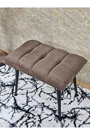Siyah Sivriltmel Ayaklı 60 cm Puf Bench - Puf - Bench - Oturak - Mutfak Oturağı - Antre Oturağı Kahverengi Renk 60 x 40 Boyut/Ebat