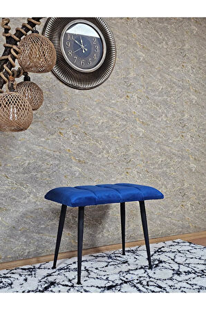 Siyah Sivriltmel Ayaklı 60 cm Puf Bench - Puf - Bench - Oturak - Mutfak Oturağı - Antre Oturağı Mavi Renk 60 x 40 Boyut/Ebat