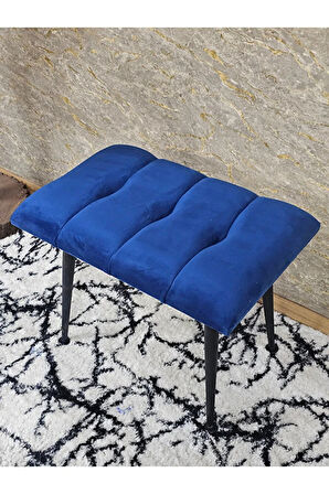 Siyah Sivriltmel Ayaklı 60 cm Puf Bench - Puf - Bench - Oturak - Mutfak Oturağı - Antre Oturağı Mavi Renk 60 x 40 Boyut/Ebat