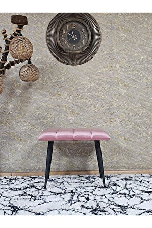 Siyah Sivriltmel Ayaklı 60 cm Puf Bench - Puf - Bench - Oturak - Mutfak Oturağı - Antre Oturağı Pembe Renk 60 x 40 Boyut/Ebat