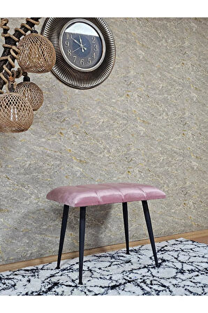 Siyah Sivriltmel Ayaklı 60 cm Puf Bench - Puf - Bench - Oturak - Mutfak Oturağı - Antre Oturağı Pembe Renk 60 x 40 Boyut/Ebat