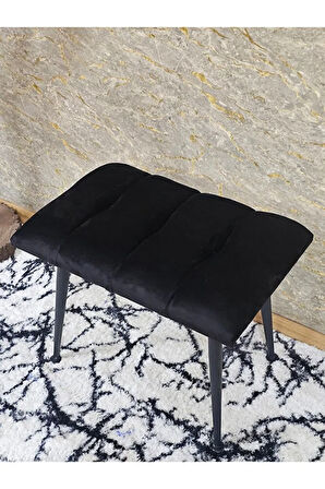 Siyah Sivriltmel Ayaklı 60 cm Puf Bench - Puf - Bench - Oturak - Mutfak Oturağı - Antre Oturağı Siyah Renk 60 x 40 Boyut/Ebat