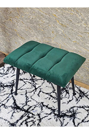 Siyah Sivriltmel Ayaklı 60 cm Puf Bench - Puf - Bench - Oturak - Mutfak Oturağı - Antre Oturağı Yeşil Renk 60 x 40 Boyut/Ebat