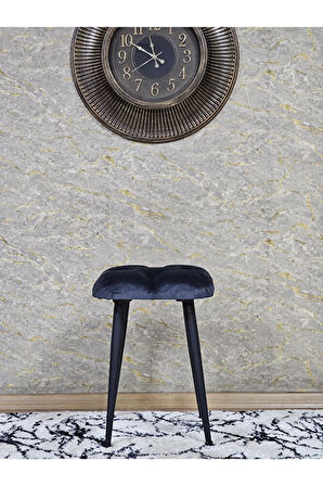 Kare Siyah Boyalı Konik Ayaklı Tabure - Oturak - Bar Taburesi - Ayaklı Tabure Füme Renk 48 x 33 Boyut/Ebat