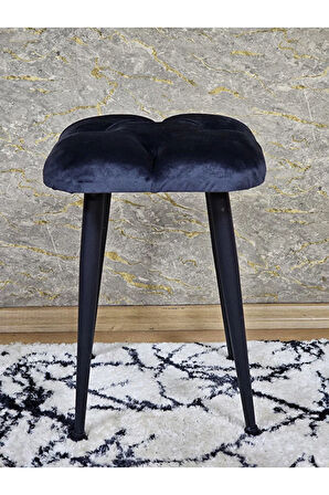 Kare Siyah Boyalı Konik Ayaklı Tabure - Oturak - Bar Taburesi - Ayaklı Tabure Füme Renk 48 x 33 Boyut/Ebat