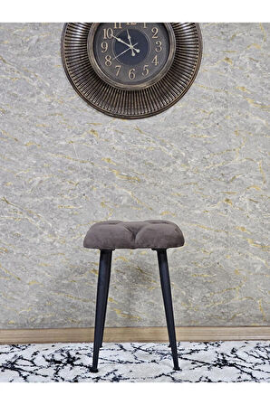 Kare Siyah Boyalı Konik Ayaklı Tabure - Oturak - Bar Taburesi - Ayaklı Tabure Kahverengi Renk 48 x 33 Boyut/Ebat