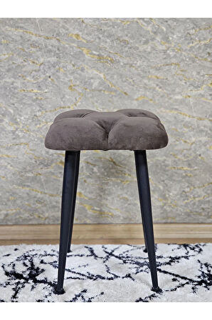 Kare Siyah Boyalı Konik Ayaklı Tabure - Oturak - Bar Taburesi - Ayaklı Tabure Kahverengi Renk 48 x 33 Boyut/Ebat