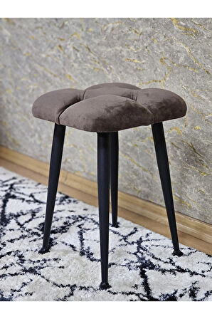 Kare Siyah Boyalı Konik Ayaklı Tabure - Oturak - Bar Taburesi - Ayaklı Tabure Kahverengi Renk 48 x 33 Boyut/Ebat