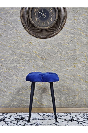 Kare Siyah Boyalı Konik Ayaklı Tabure - Oturak - Bar Taburesi - Ayaklı Tabure Mavi Renk 48 x 33 Boyut/Ebat