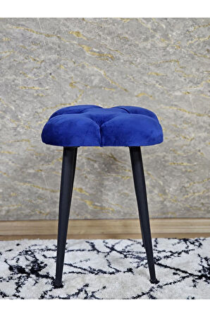 Kare Siyah Boyalı Konik Ayaklı Tabure - Oturak - Bar Taburesi - Ayaklı Tabure Mavi Renk 48 x 33 Boyut/Ebat