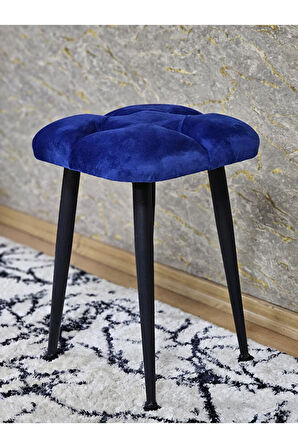 Kare Siyah Boyalı Konik Ayaklı Tabure - Oturak - Bar Taburesi - Ayaklı Tabure Mavi Renk 48 x 33 Boyut/Ebat