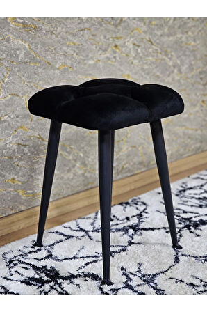 Kare Siyah Boyalı Konik Ayaklı Tabure - Oturak - Bar Taburesi - Ayaklı Tabure Siyah Renk 48 x 33 Boyut/Ebat