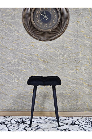 Kare Siyah Boyalı Konik Ayaklı Tabure - Oturak - Bar Taburesi - Ayaklı Tabure Siyah Renk 48 x 33 Boyut/Ebat