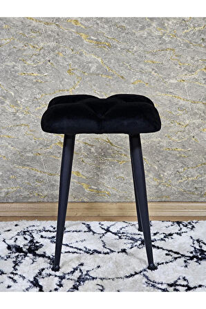 Kare Siyah Boyalı Konik Ayaklı Tabure - Oturak - Bar Taburesi - Ayaklı Tabure Siyah Renk 48 x 33 Boyut/Ebat