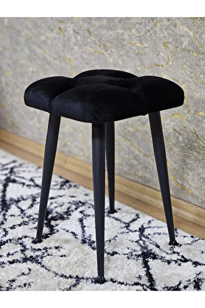 Kare Siyah Boyalı Konik Ayaklı Tabure - Oturak - Bar Taburesi - Ayaklı Tabure Siyah Renk 48 x 33 Boyut/Ebat