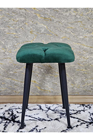 Kare Siyah Boyalı Konik Ayaklı Tabure - Oturak - Bar Taburesi - Ayaklı Tabure Yeşil Renk 48 x 33 Boyut/Ebat