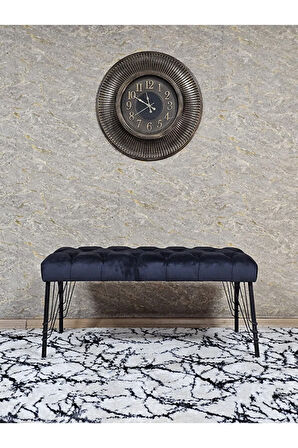 Siyah Boyalı Tel Ayaklı 90 cm Puf Bench - Puf - Bench - Kasalı Oturak - Oturak - Yatak Ucu Puf Füme Renk 90 x 41 Boyut/Ebat