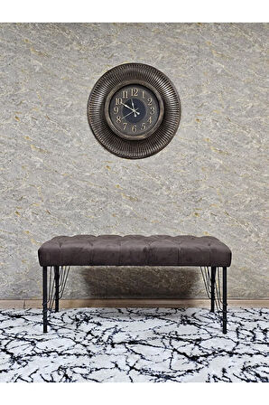 Siyah Boyalı Tel Ayaklı 90 cm Puf Bench - Puf - Bench - Kasalı Oturak - Oturak - Yatak Ucu Puf Kahverengi Renk 90 x 41 Boyut/Ebat