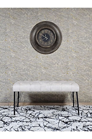 Siyah Boyalı Tel Ayaklı 90 cm Puf Bench - Puf - Bench - Kasalı Oturak - Oturak - Yatak Ucu Puf Krem Renk 90 x 41 Boyut/Ebat