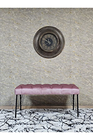 Siyah Boyalı Tel Ayaklı 90 cm Puf Bench - Puf - Bench - Kasalı Oturak - Oturak - Yatak Ucu Puf Pembe Renk 90 x 41 Boyut/Ebat