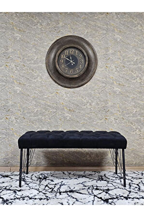 Siyah Boyalı Tel Ayaklı 90 cm Puf Bench - Puf - Bench - Kasalı Oturak - Oturak - Yatak Ucu Puf Siyah Renk 90 x 41 Boyut/Ebat