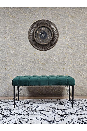 Siyah Boyalı Tel Ayaklı 90 cm Puf Bench - Puf - Bench - Kasalı Oturak - Oturak - Yatak Ucu Puf Yeşil Renk 90 x 41 Boyut/Ebat