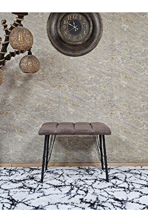 Metal Siyah Tel Ayaklı 60 cm Puf Bench - Puf - Bench - Oturak - Mutfak Oturağı - Antre Oturağı Kahverengi Renk 60 x 40 Boyut/Ebat