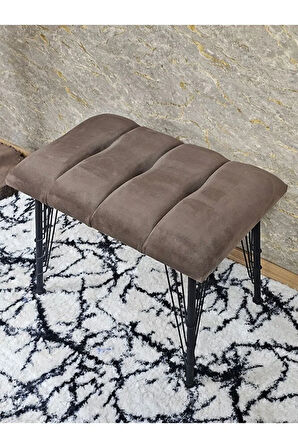 Metal Siyah Tel Ayaklı 60 cm Puf Bench - Puf - Bench - Oturak - Mutfak Oturağı - Antre Oturağı Kahverengi Renk 60 x 40 Boyut/Ebat