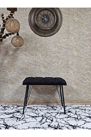 Metal Siyah Tel Ayaklı 60 cm Puf Bench - Puf - Bench - Oturak - Mutfak Oturağı - Antre Oturağı Siyah Renk 60 x 40 Boyut/Ebat