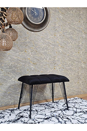 Metal Siyah Tel Ayaklı 60 cm Puf Bench - Puf - Bench - Oturak - Mutfak Oturağı - Antre Oturağı Siyah Renk 60 x 40 Boyut/Ebat