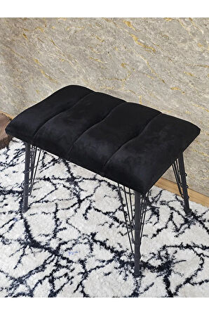 Metal Siyah Tel Ayaklı 60 cm Puf Bench - Puf - Bench - Oturak - Mutfak Oturağı - Antre Oturağı Siyah Renk 60 x 40 Boyut/Ebat