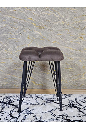 Kare Siyah Boyalı Telli Ayaklı Tabure - Oturak - Bar Taburesi - Ayaklı Tabure Kahverengi Renk 33 x 48 Boyut/Ebat