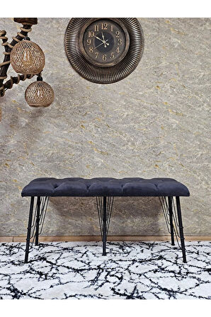 Metal Siyah Tel Ayaklı 100 cm Puf Bench - Puf - Bench - Oturak - Mutfak Oturağı - Antre Oturağı Füme Renk 100 x 40 Boyut/Ebat