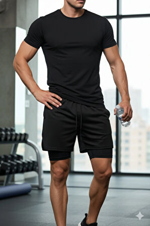 Hızlı Kuruyan 2 in 1 Yetişkin Unisex Spor Mexican Skull Baskılı Taytlı Şort Fitness Gym Antrenman