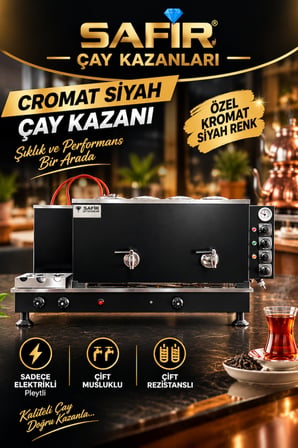 Safi̇R 4 Gözlü Kromat Si̇Yah Tam Otomati̇K Çay Kazani Sadece Elektri̇Kli̇ Pleytli̇ Çay Maki̇Nesi̇ Çay Semaveri̇