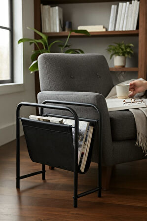 Alpa Deri Kumaşlı Dergilik, Kitaplık – Metal Çerçeveli Modern Gazetelik / Organizer