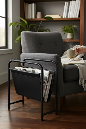 Alpa Deri Kumaşlı Dergilik, Kitaplık – Metal Çerçeveli Modern Gazetelik / Organizer