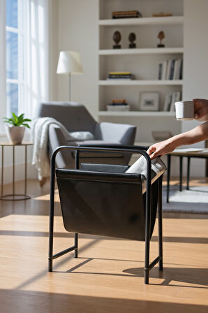 Alpa Deri Kumaşlı Dergilik, Kitaplık – Metal Çerçeveli Modern Gazetelik / Organizer