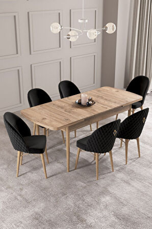 Calvin Atlantik 80x132 Açılabilir Mdf Masa Yemek Odası Takımı, Mutfak Takımı 6 Adet Sandalye