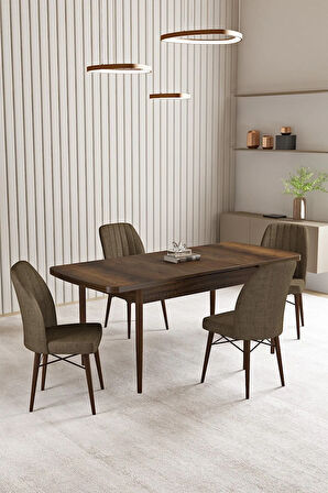 Ikon Siyah Mermer Desen 80x132 MDF Açılabilir Yemek Masası Takımı 6  Sandalye