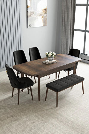Jusie Barok Desen 80x132 Açılabilir Yemek Odası Takımı 6  Sandalye