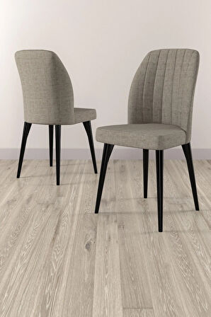 Milas Beyaz Mermer Desen 80x132 MDF Açılabilir Mutfak Masası Takımı 6  Sandalye