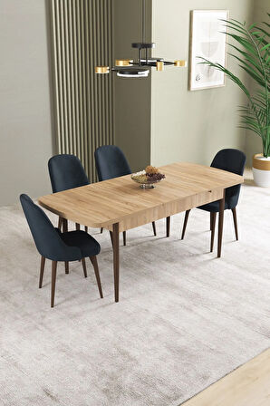 Calvin Beyaz Mermer Desen 80x132 MDF Açılabilir Mutfak Masası Takımı 4 Sandalye, 1 Bench