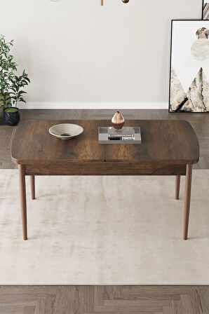 Mabel Meşe Desen 80x132 MDF Açılabilir Mutfak Masası Takımı 4 Sandalye 1 Bench